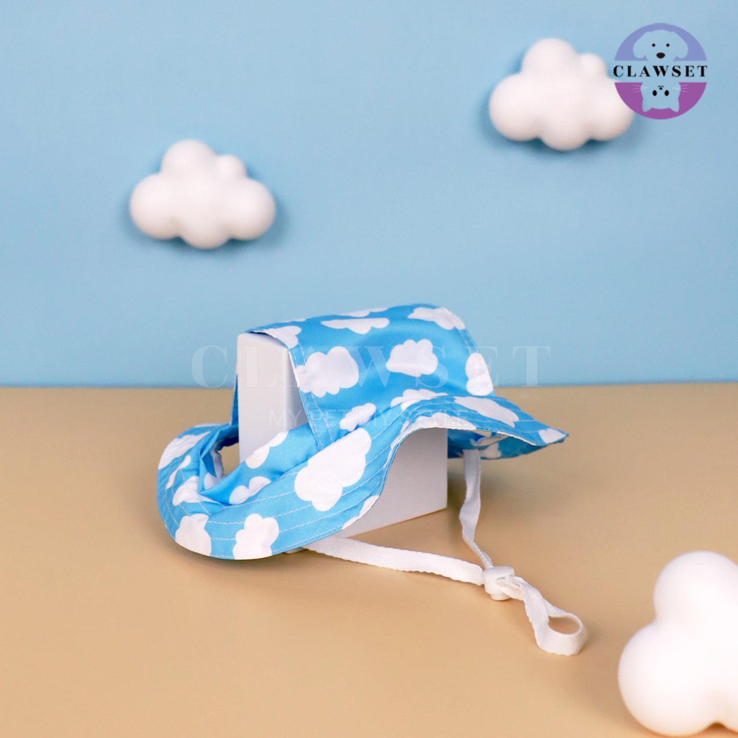 Clawset - Pet Accessories - Bucket Hat (Topi) Sky & Cloud - Blue (Biru)