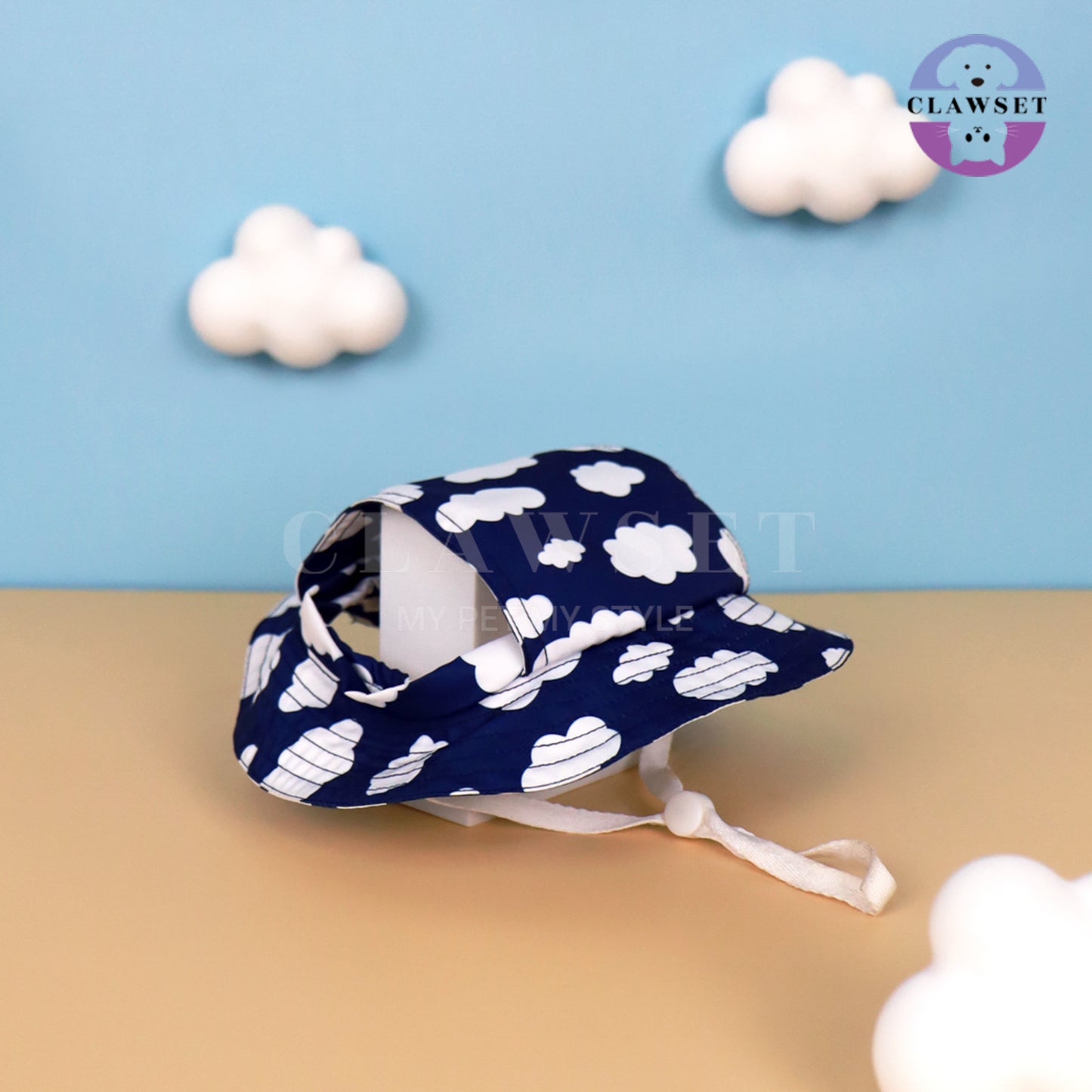 Clawset - Pet Accessories - Bucket Hat (Topi) Sky & Cloud - Navy Blue (Biru Navy)