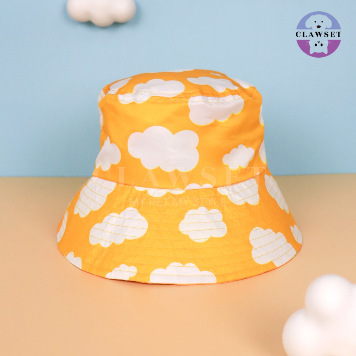 Clawset - Human Hat - Bucket Hat (Topi) Unisex Sky & Cloud - Yellow (Kuning)