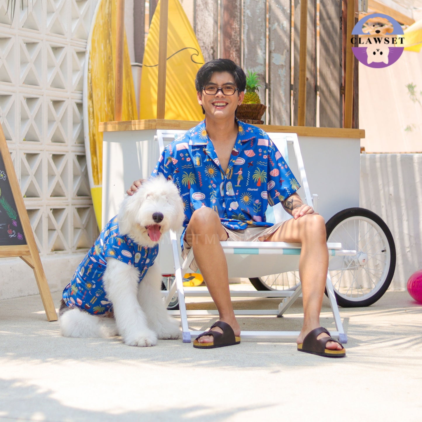 Clawset - Human Shirt (Baju Unisex) - Aloha Summer - Harbour Blue