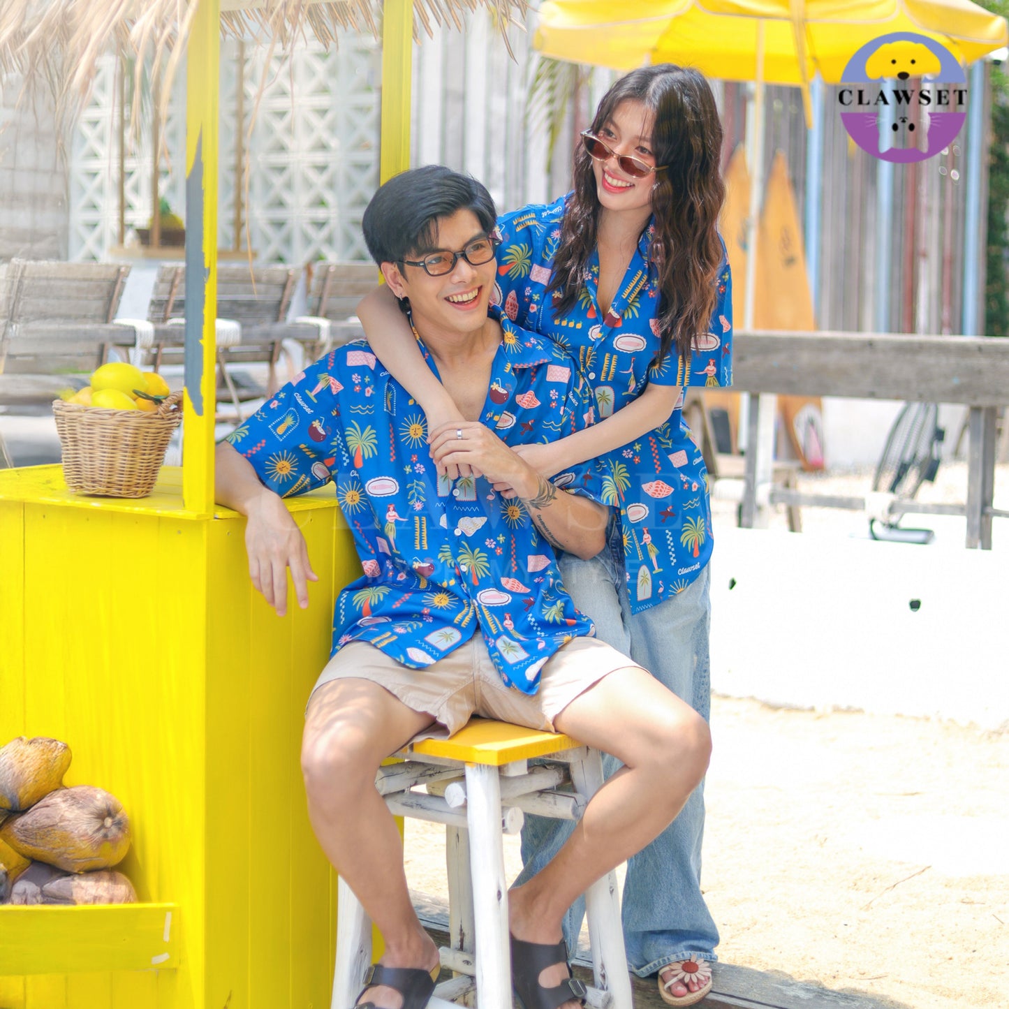 Clawset - Human Shirt (Baju Unisex) - Aloha Summer - Harbour Blue