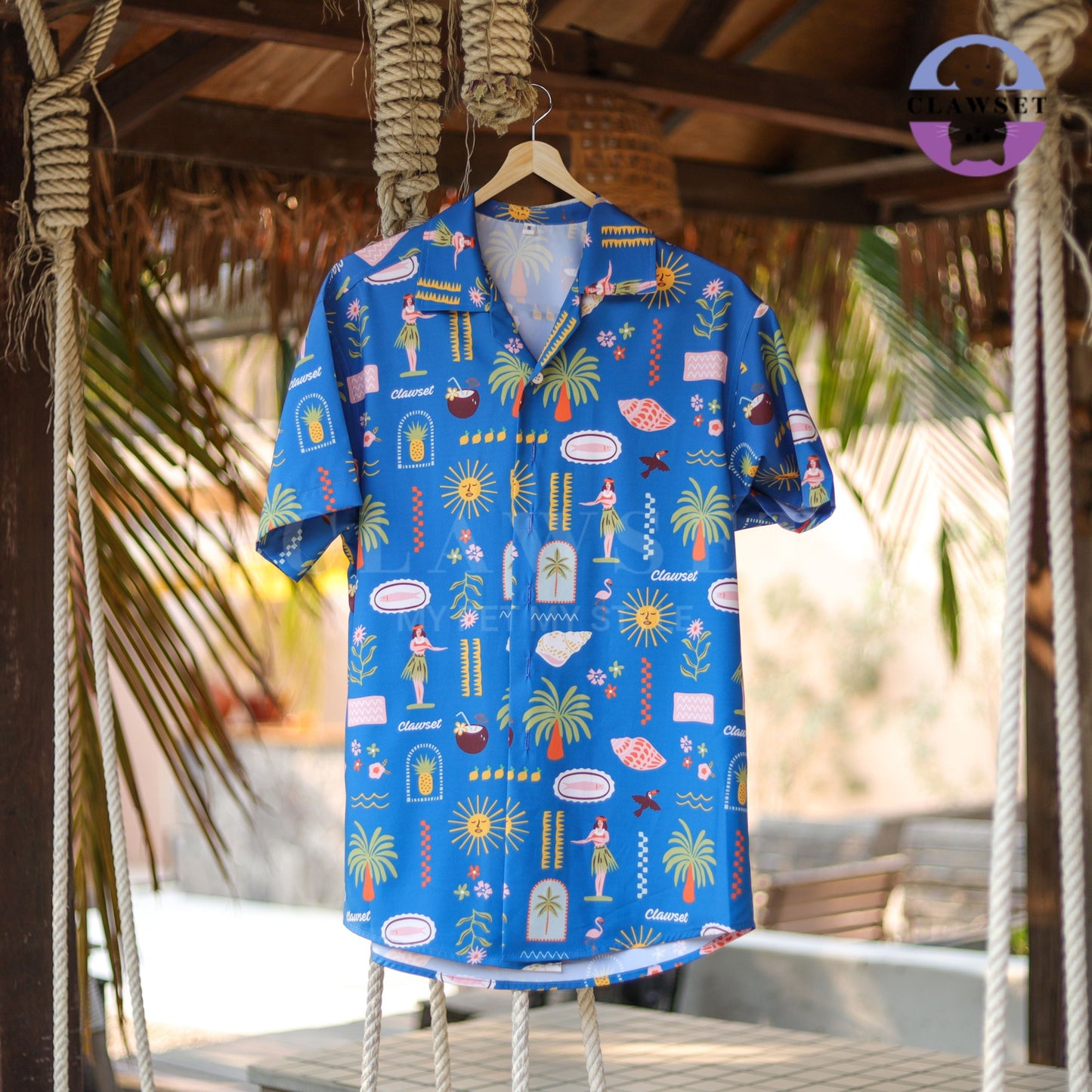 Clawset - Human Shirt (Baju Unisex) - Aloha Summer - Harbour Blue