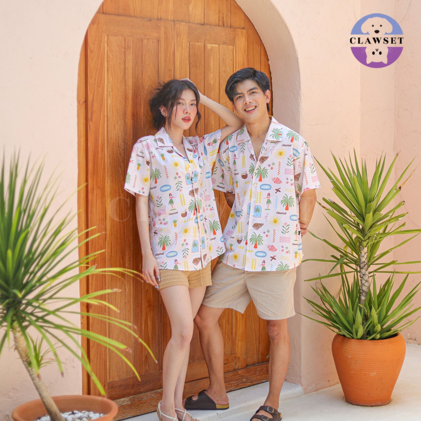 Clawset - Human Shirt (Baju Unisex) - Aloha Summer - Sand Cream