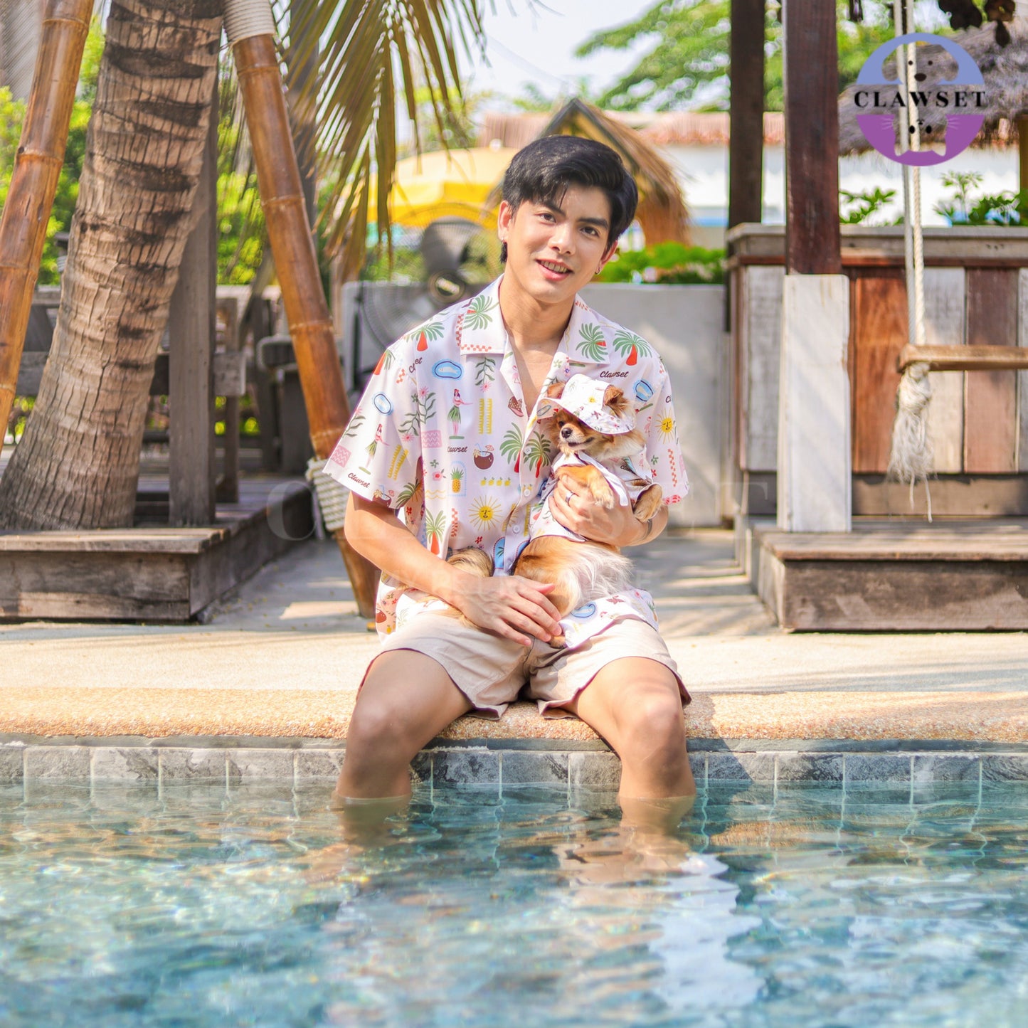 Clawset - Human Shirt (Baju Unisex) - Aloha Summer - Sand Cream