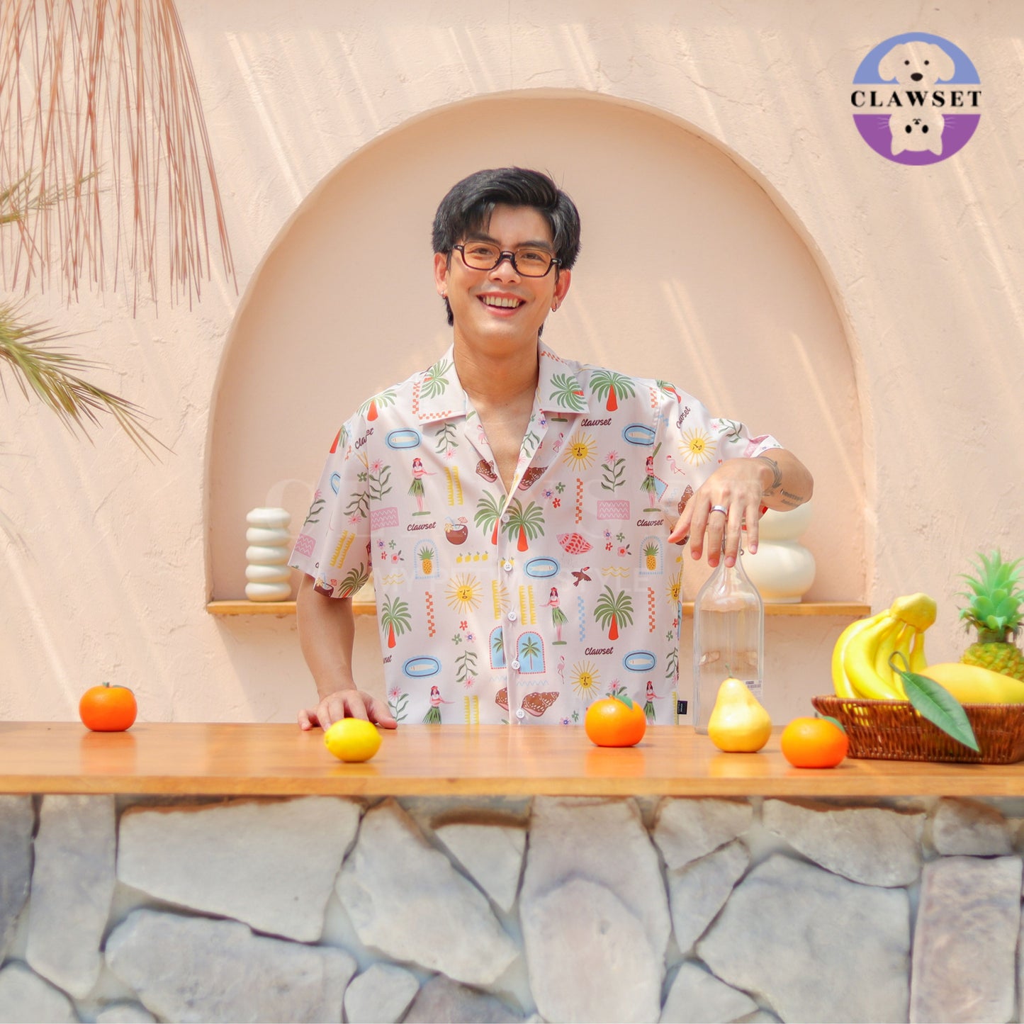 Clawset - Human Shirt (Baju Unisex) - Aloha Summer - Sand Cream