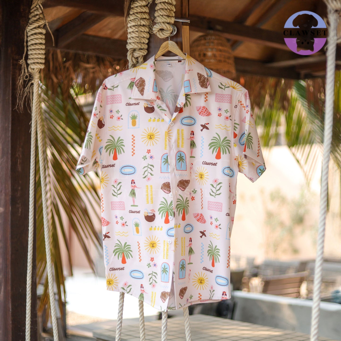 Clawset - Human Shirt (Baju Unisex) - Aloha Summer - Sand Cream