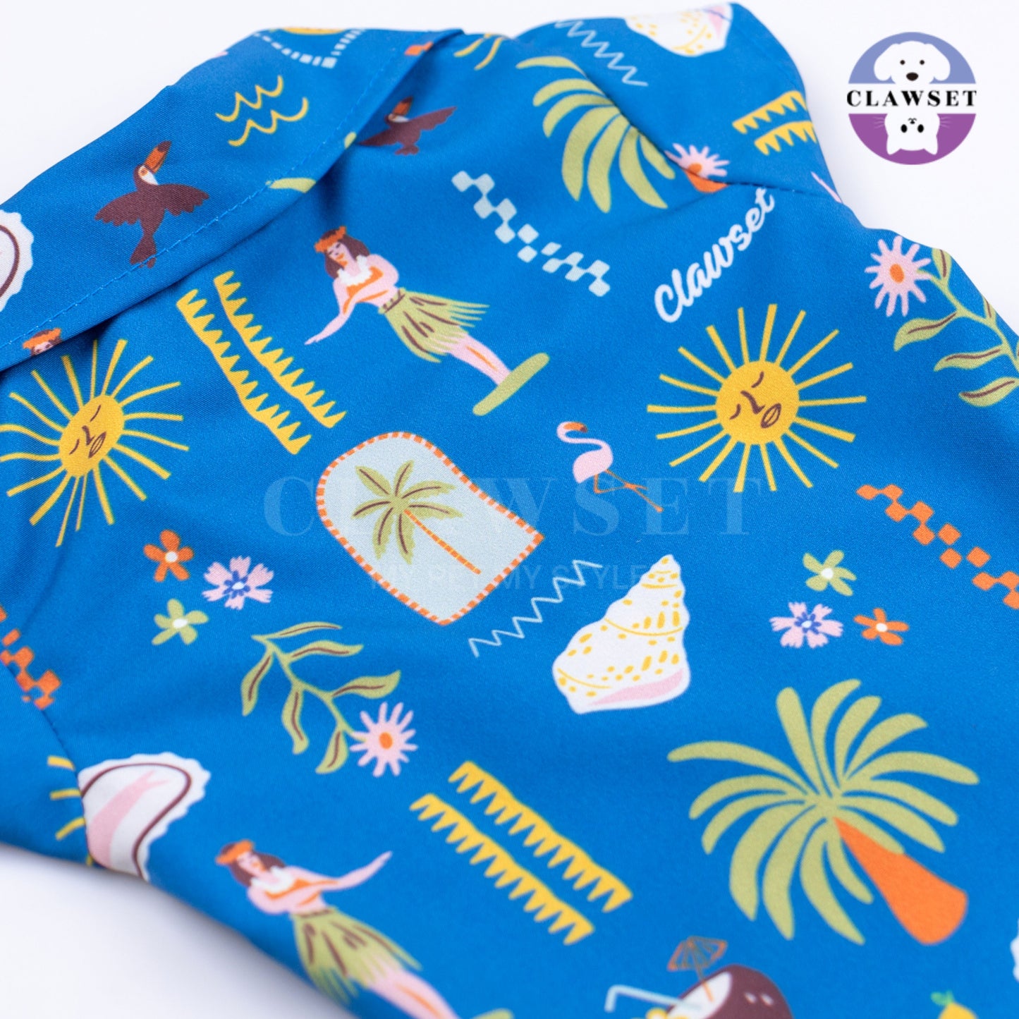 Clawset - Pet Shirt (Baju Anjing & Kucing) - Aloha Summer - Harbour Blue