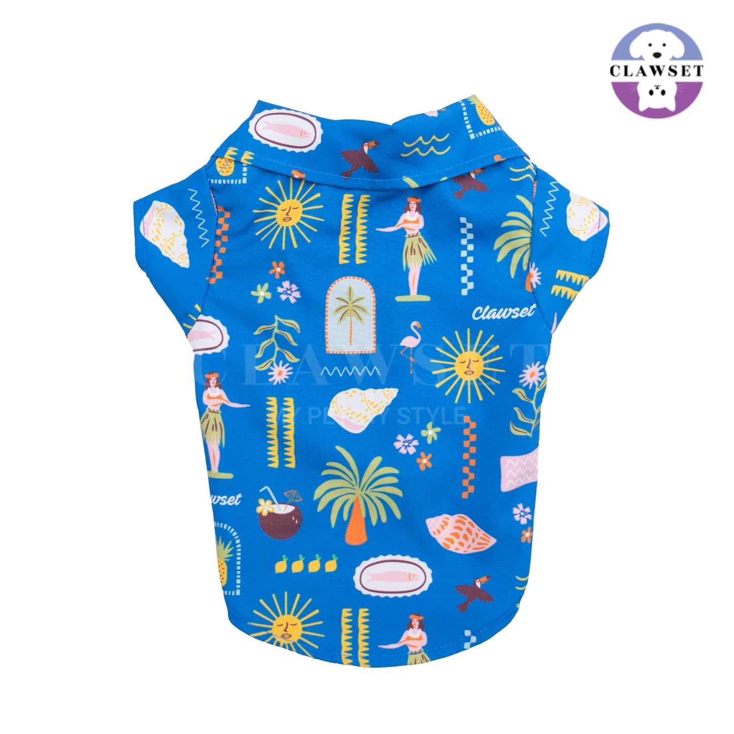 Clawset - Pet Shirt (Baju Anjing & Kucing) - Aloha Summer - Harbour Blue