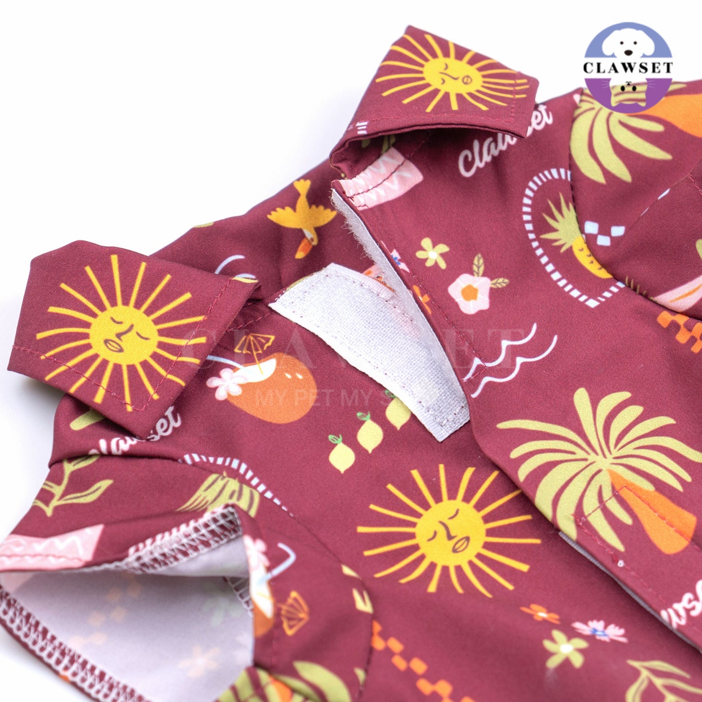Clawset - Pet Shirt (Baju Anjing & Kucing) - Aloha Summer - Maroon Red