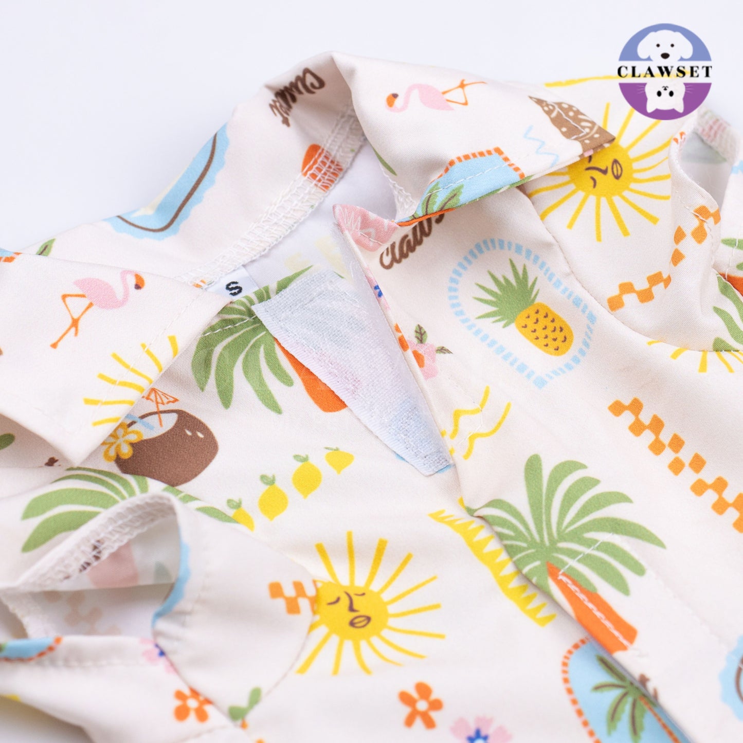 Clawset - Pet Shirt  (Baju Anjing & Kucing) - Aloha Summer - Sand Cream