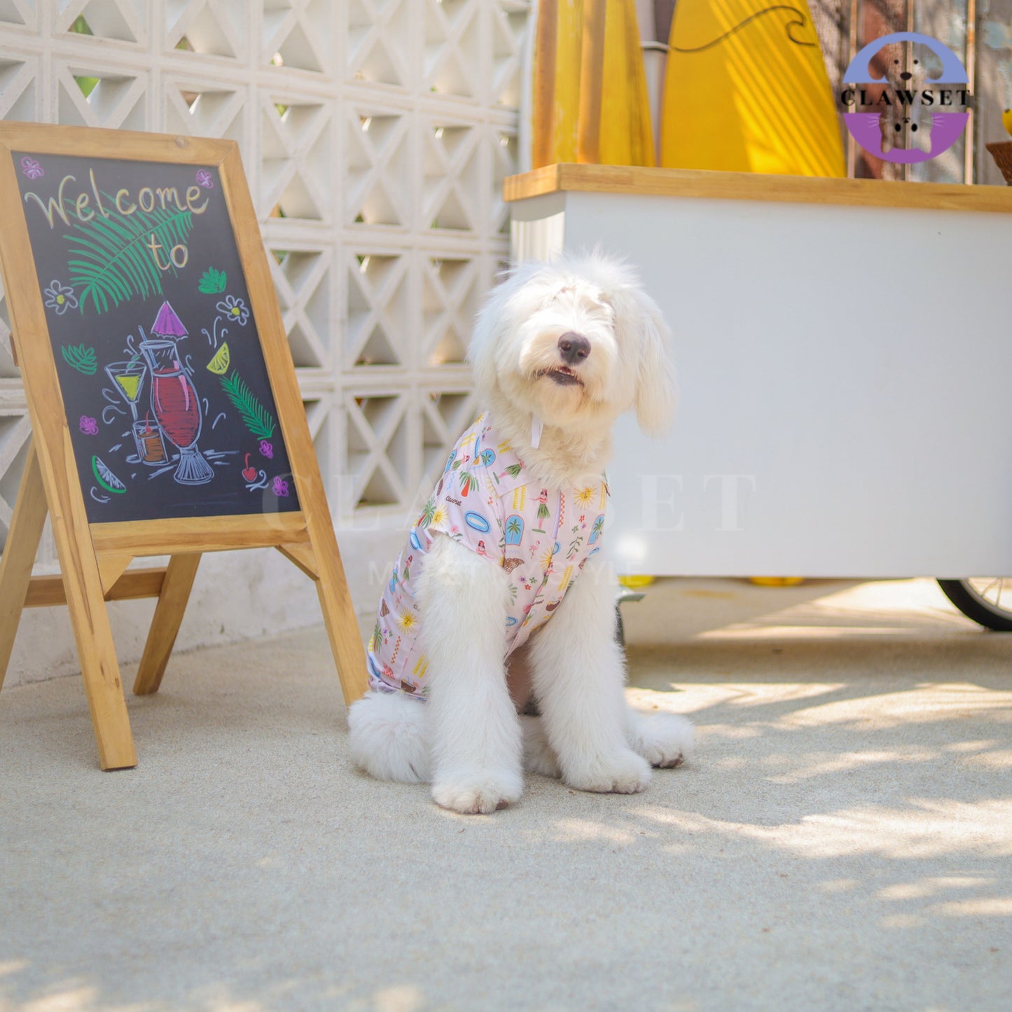 Clawset - Pet Shirt  (Baju Anjing & Kucing) - Aloha Summer - Sand Cream