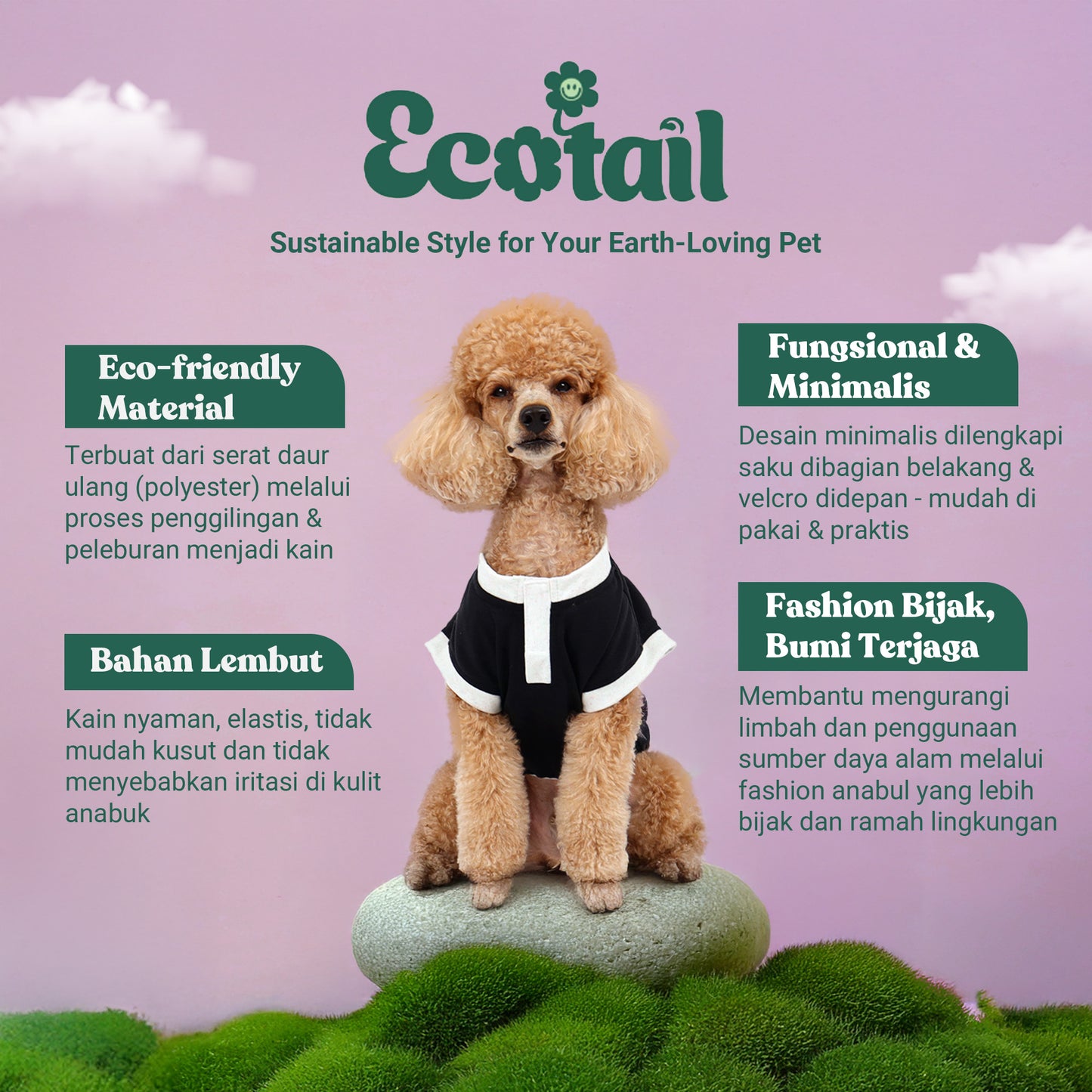 Clawset - Tank Top (Baju Anjing & Kucing) - Eco Tail - Charcoal Blue