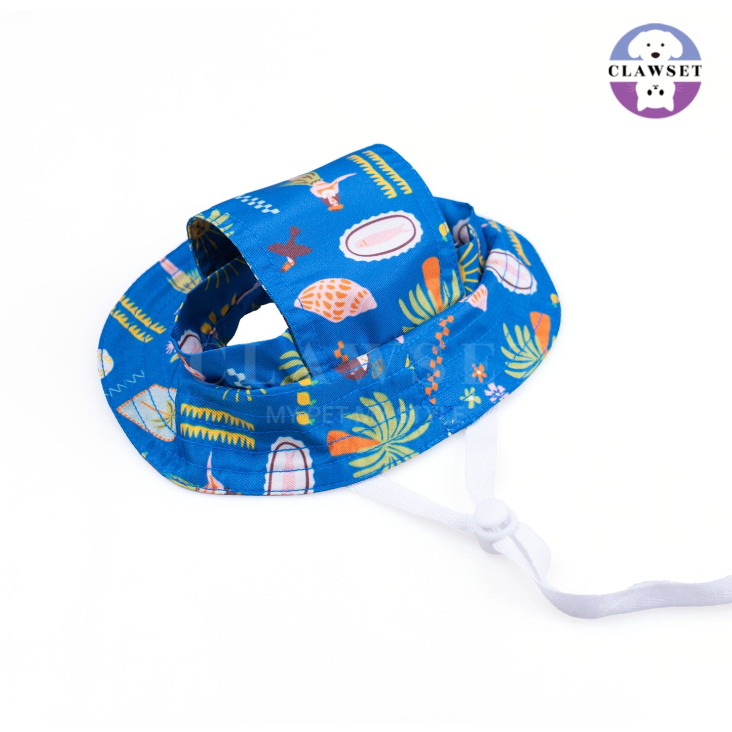 Clawset - Pet Bucket Hat (Topi Anjing & Kucing) - Aloha Summer - Harbour Blue