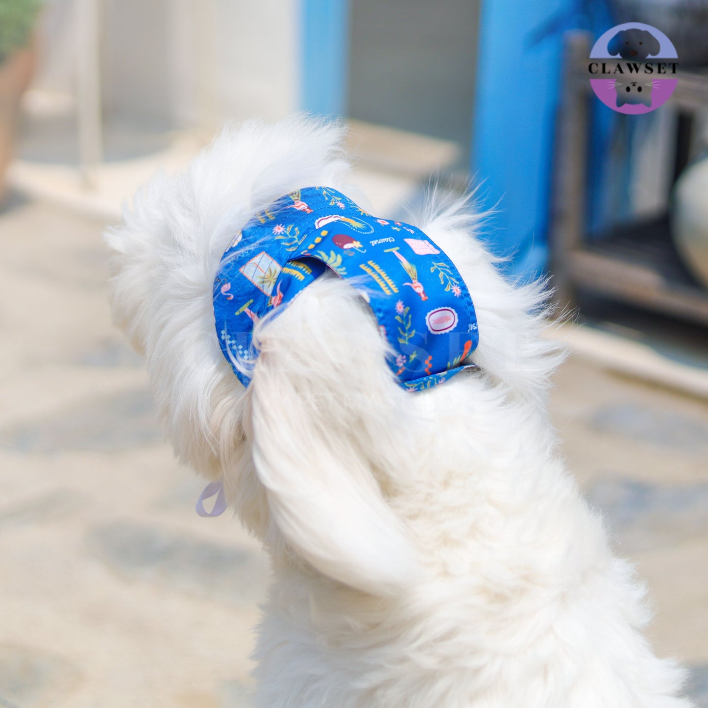 Clawset - Pet Bucket Hat (Topi Anjing & Kucing) - Aloha Summer - Harbour Blue