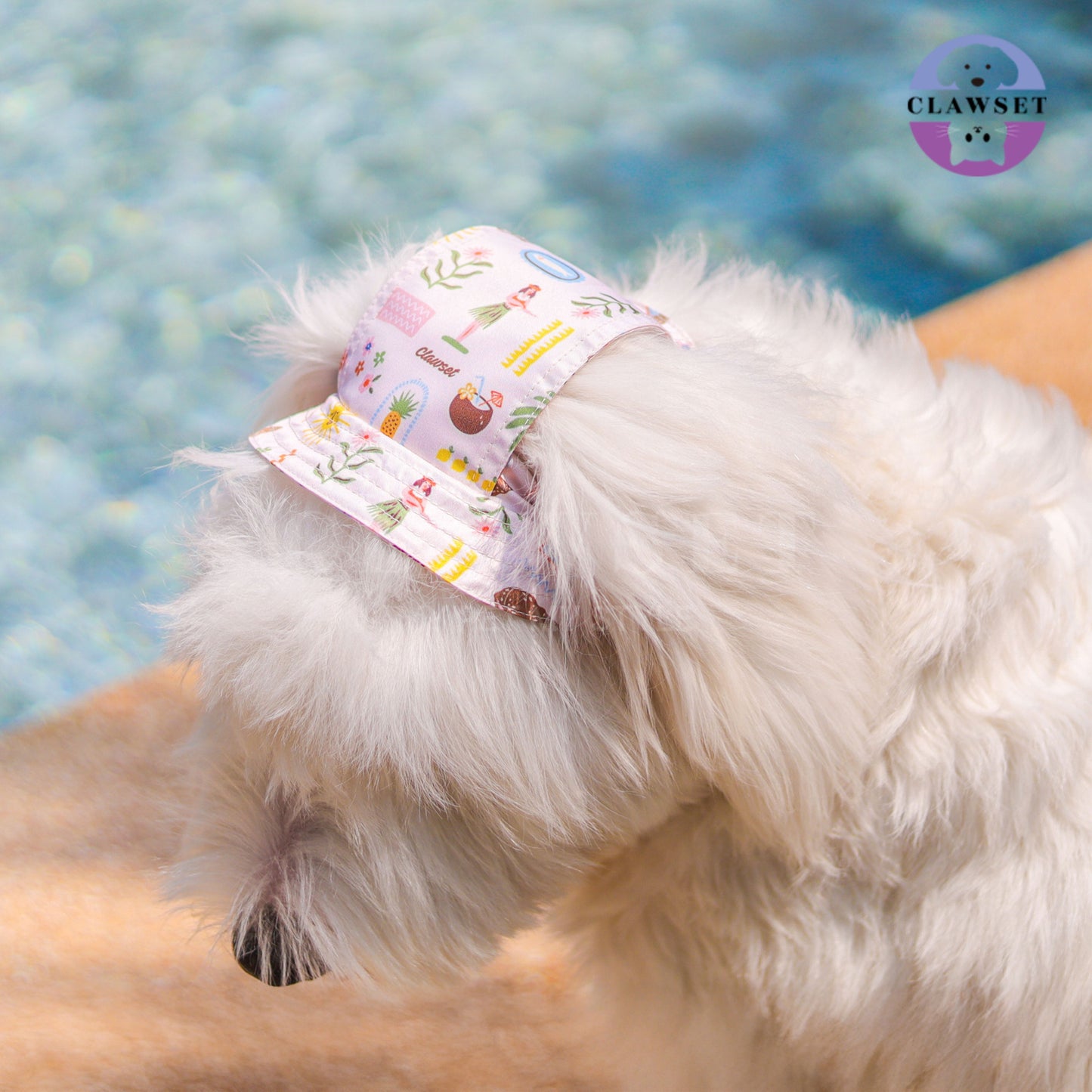 Clawset - Pet Bucket Hat (Topi Anjing & Kucing) - Aloha Summer - Sand Cream