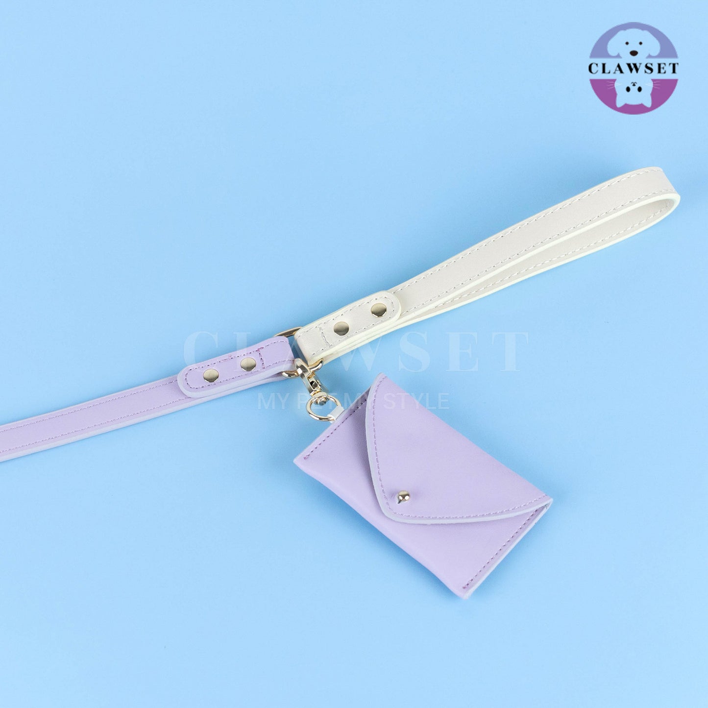 Clawset - Pet Accessories - Set 3 in 1 Collar, Leash, and Bag - Purple (Ungu)