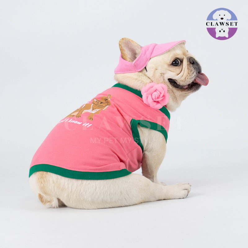 Clawset - Pet Fashion - Bulldog Tank-Top - Happy Wrinkles - Sexy and I know it! Pink