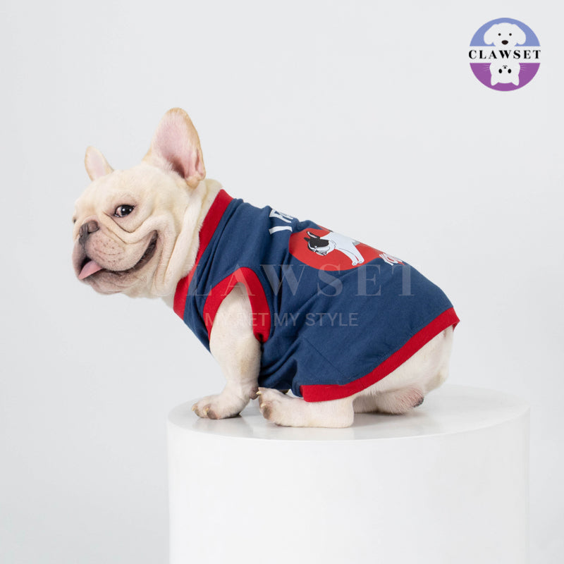 Clawset - Pet Fashion - Bulldog Tank-Top - Happy Wrinkles - I Fart You Navy Blue (Biru Navy)