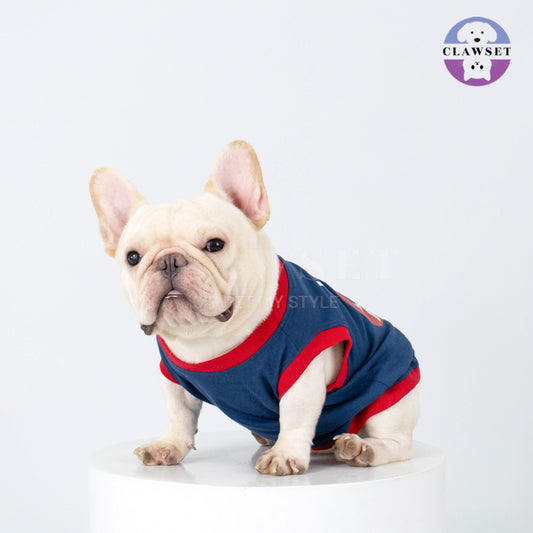 Clawset - Pet Fashion - Bulldog Tank-Top - Happy Wrinkles - I Fart You Navy Blue (Biru Navy)