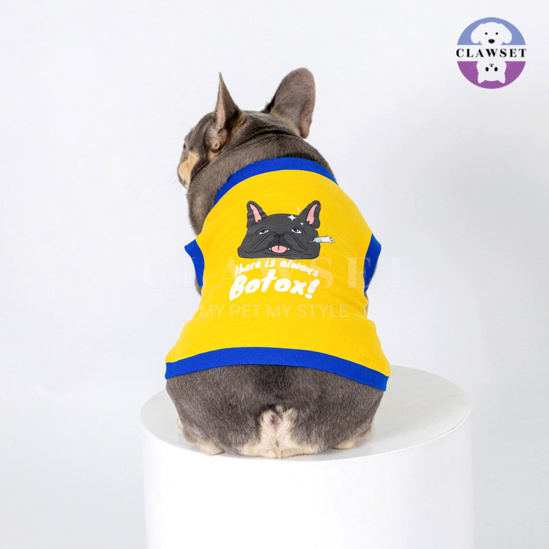 Clawset - Pet Fashion - Bulldog Tank Top - Happy Wrinkles - There is always Botox! Yellow (Kuning)