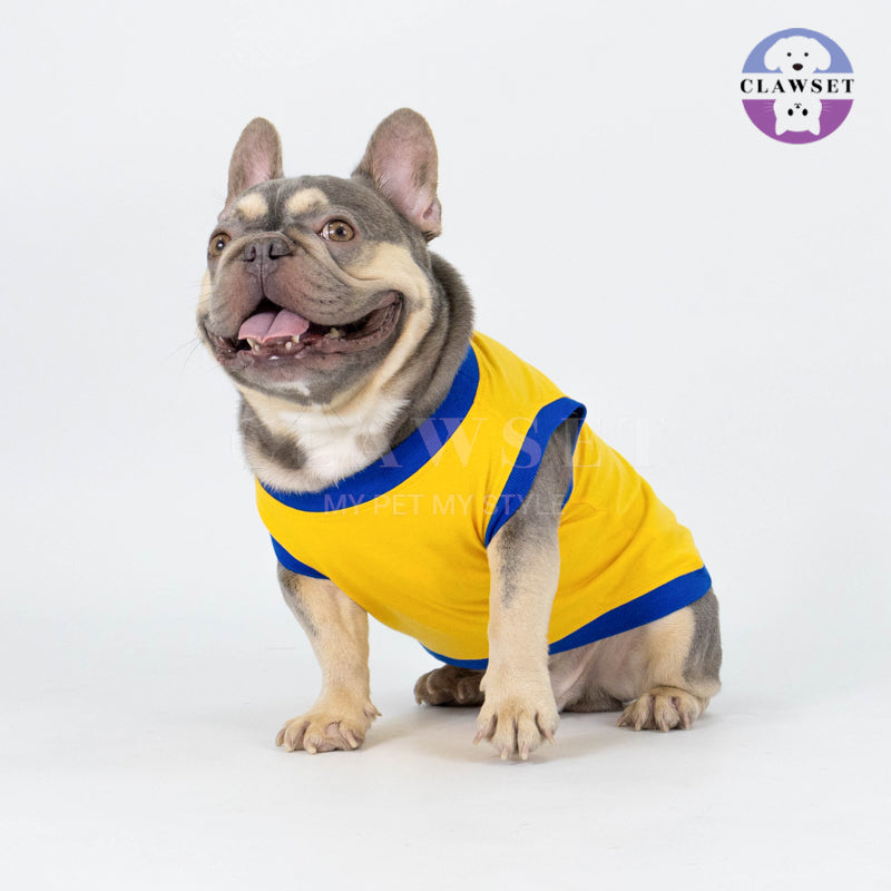 Clawset - Pet Fashion - Bulldog Tank Top - Happy Wrinkles - There is always Botox! Yellow (Kuning)