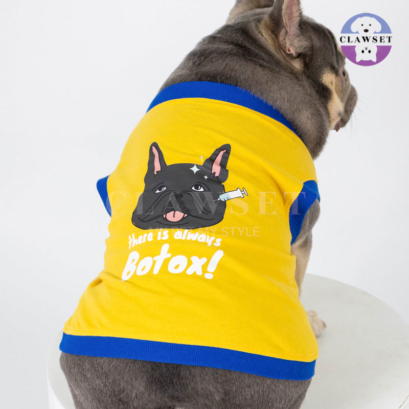 Clawset - Pet Fashion - Bulldog Tank Top - Happy Wrinkles - There is always Botox! Yellow (Kuning)