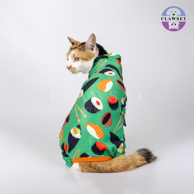 Clawset - Pet Fashion - Foodie Collection - Protection Suit - Sushi Green (Hijau)