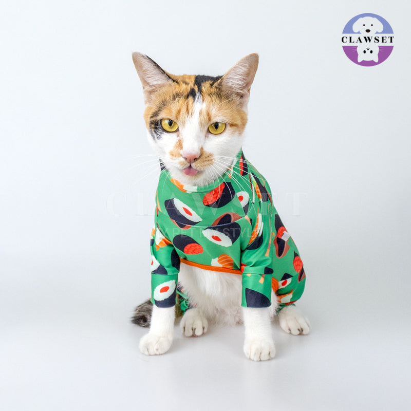 Clawset - Pet Fashion - Foodie Collection - Protection Suit - Sushi Green (Hijau)