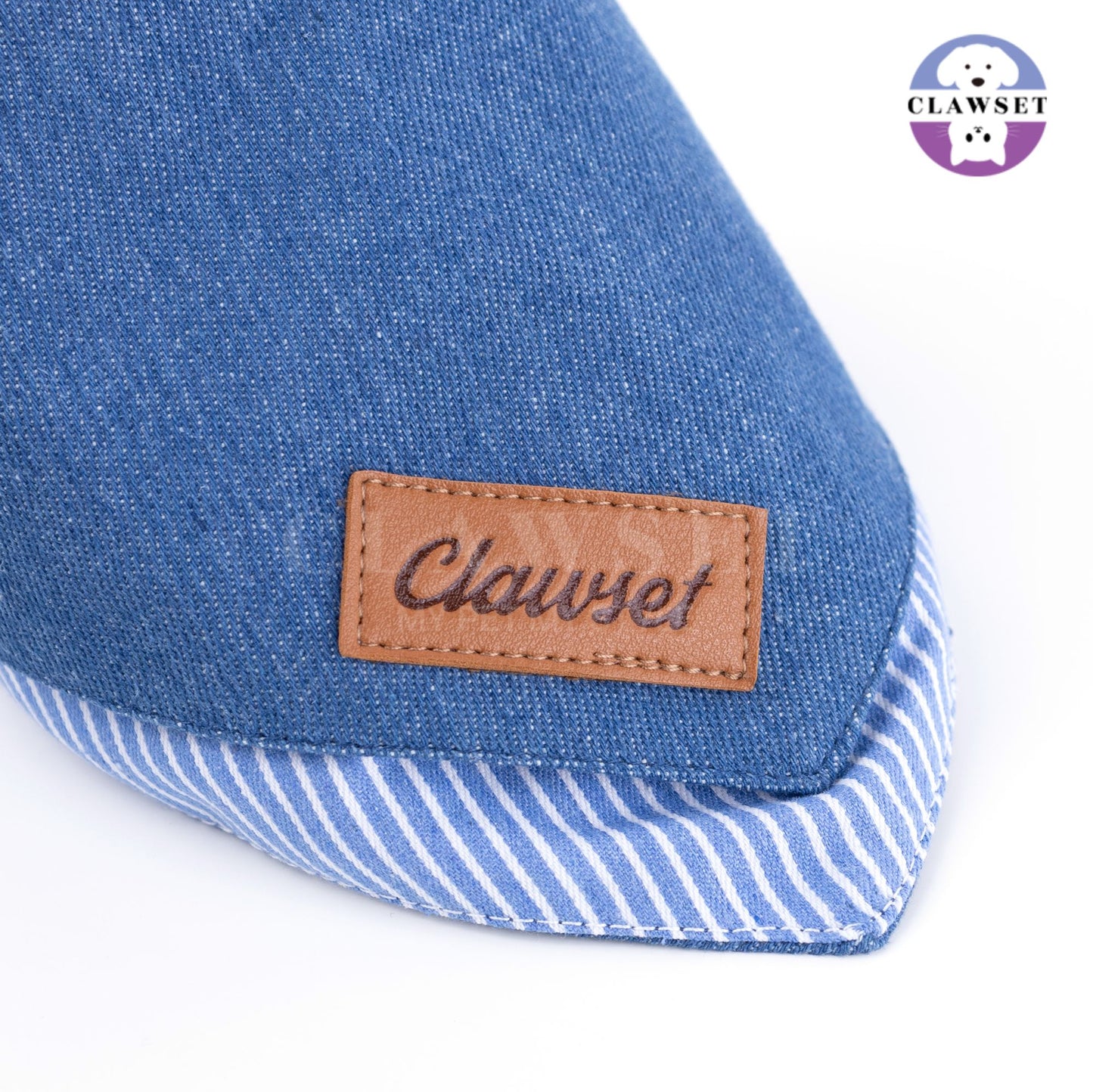 Clawset - Denim Collection - Pet Scarf - Stripe Blue