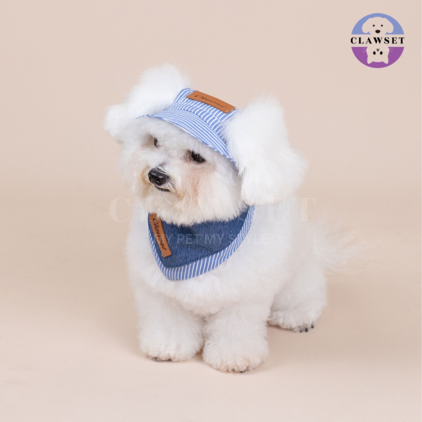 Clawset - Denim Collection - Pet Scarf - Stripe Blue