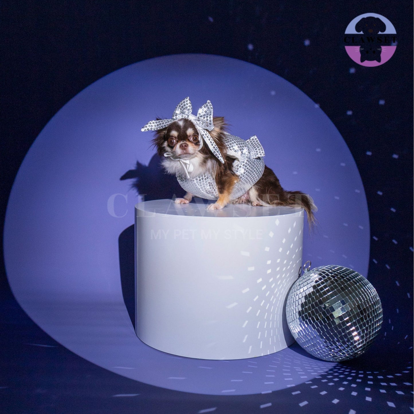 Clawset - Pet Costume - After Party - Disco Ball Silver