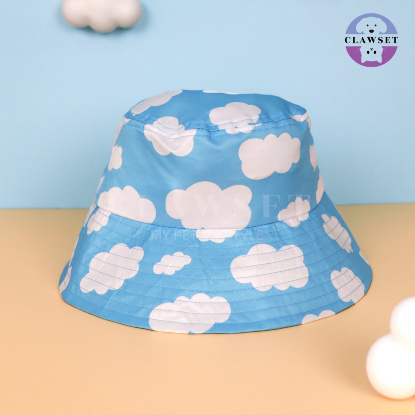 Clawset - Human Hat - Bucket Hat (Topi) Unisex Sky & Cloud - Blue (Biru)