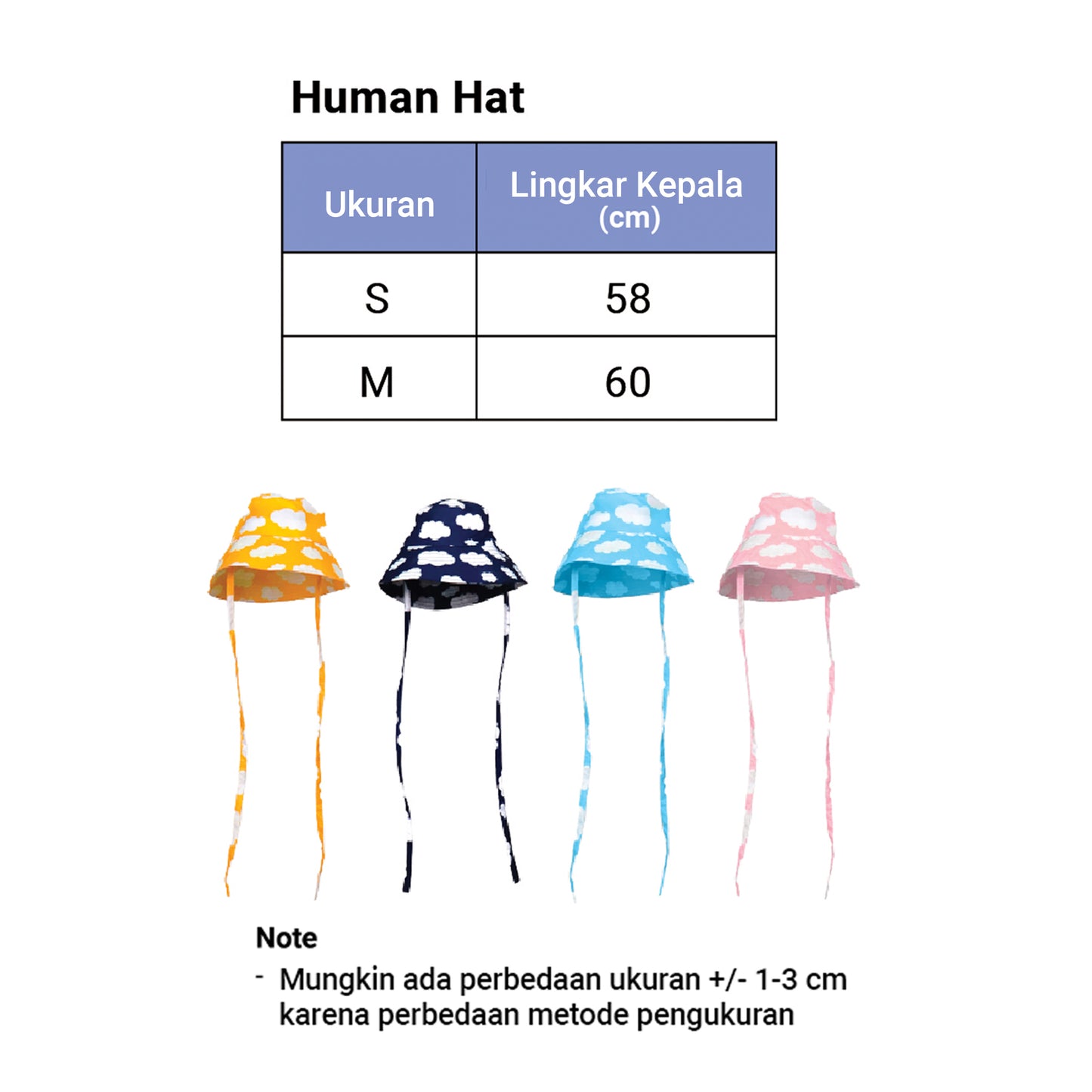 Clawset - Human Hat - Bucket Hat (Topi) Unisex Sky & Cloud - Yellow (Kuning)