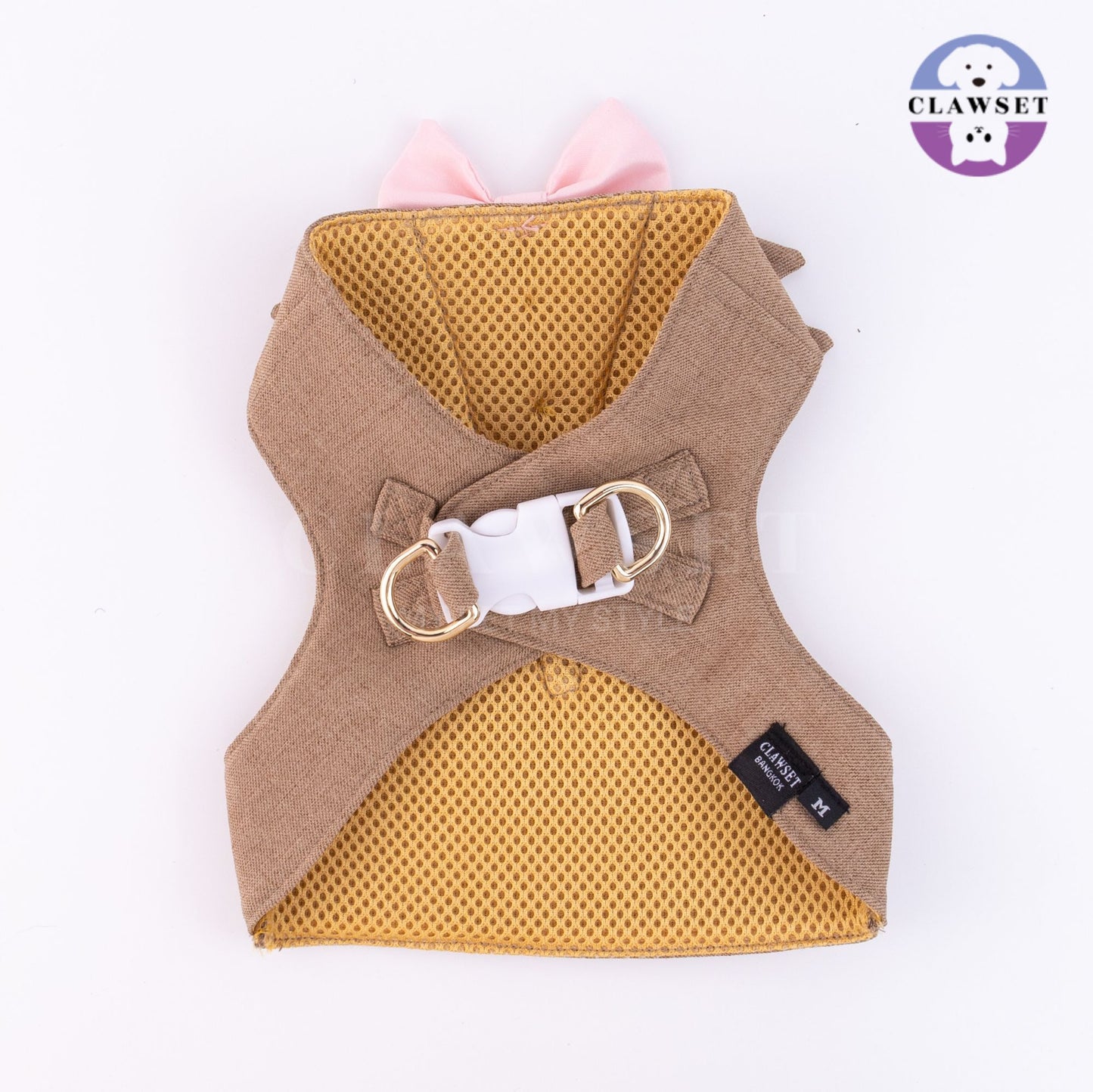 Clawset - Pet Fashion - Tuxedo Harness with Leash Set - Bride & Groom - Brown