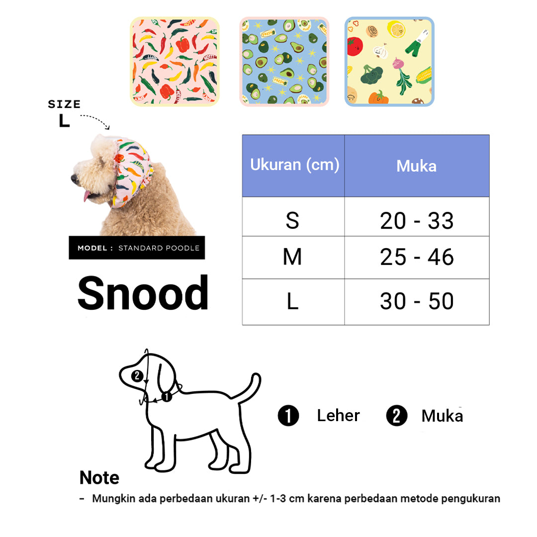 Clawset - Pet Snood (Penutup Telinga Anjing & Kucing) - Veggies - Spicy Chilli