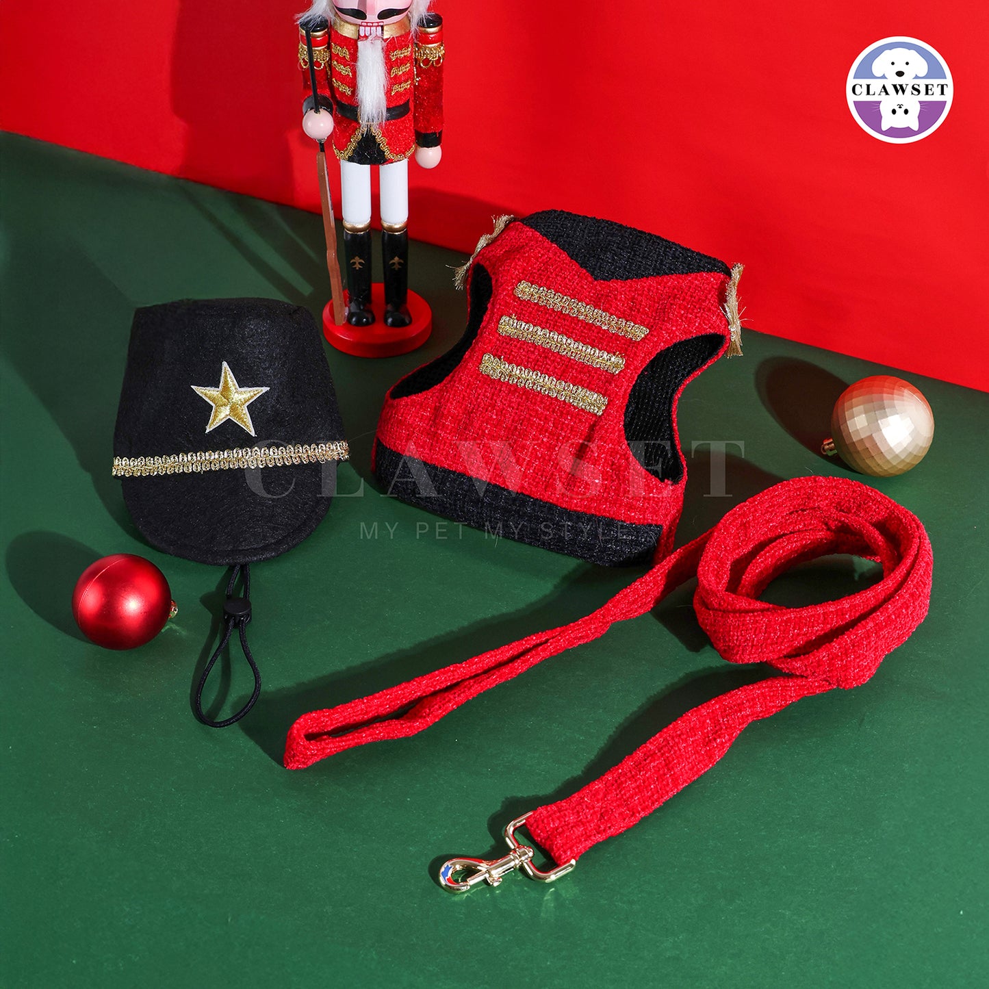 Clawset - Nutcracker Harness with leash set  - Black & Red