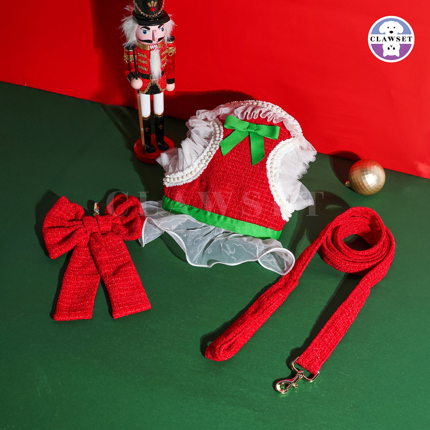 Clawset - Clara Harness with Leash Set  - Red