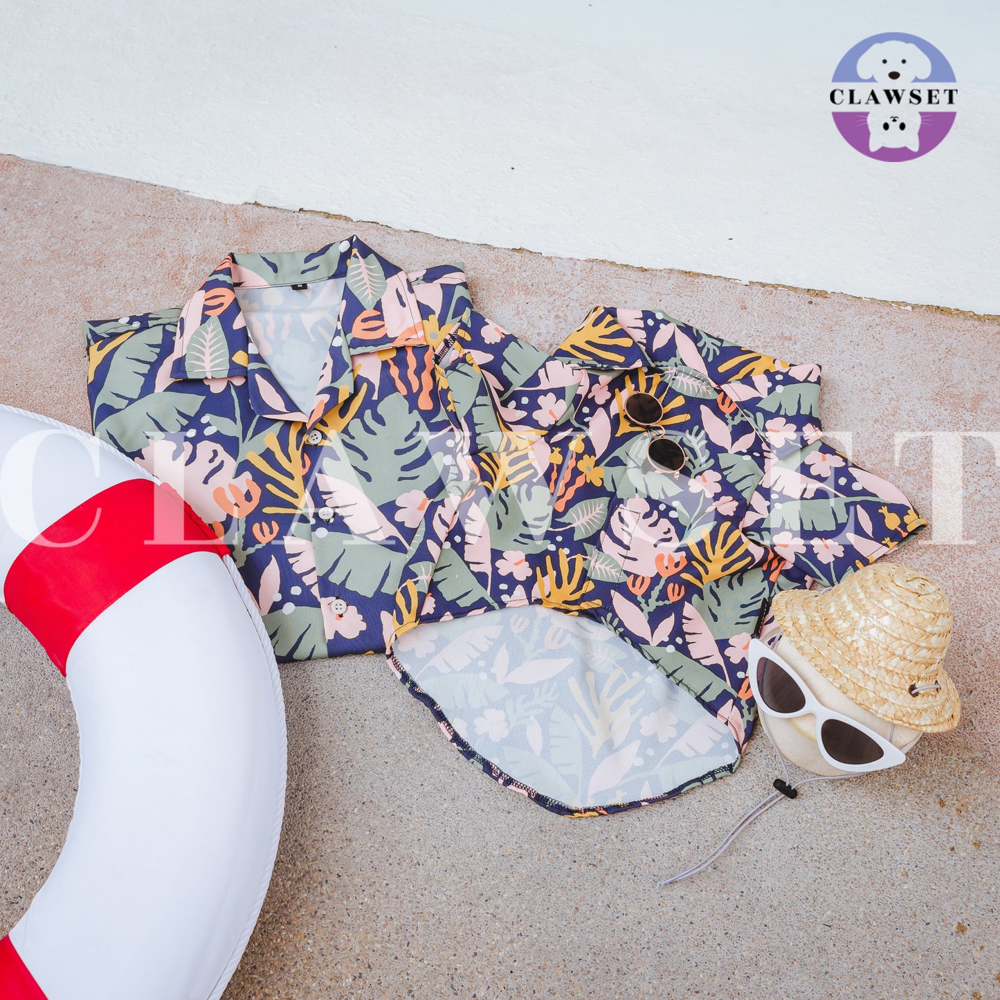 Clawset - Shirt Collection Unisex (Baju Unisex)  - Hawaii Happy Paradise - Navy Blue