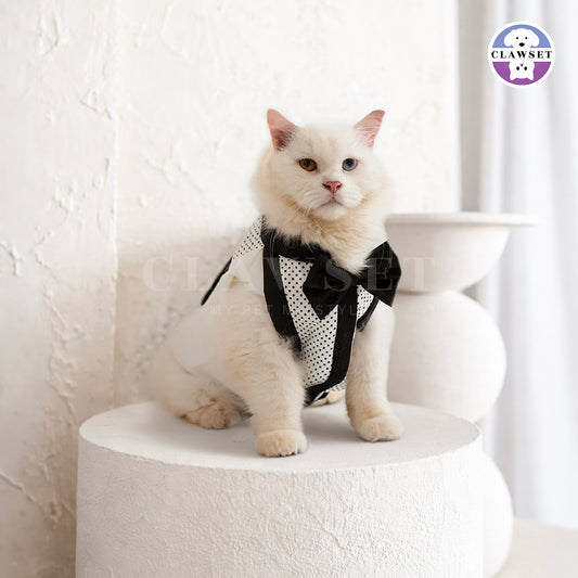 Clawset - Polkadot Pet Tuxedo - White