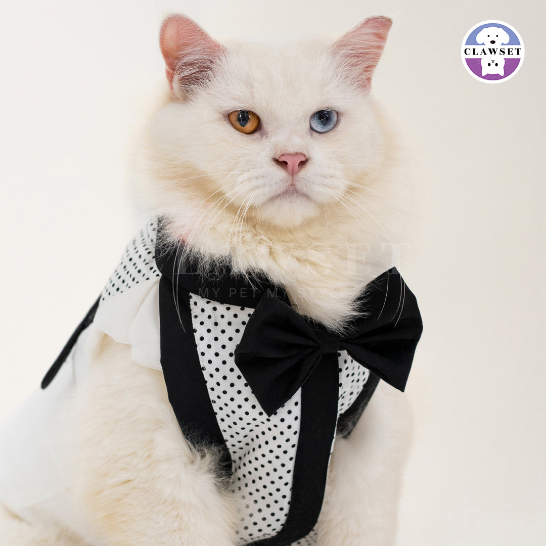 Clawset - Polkadot Pet Tuxedo - White