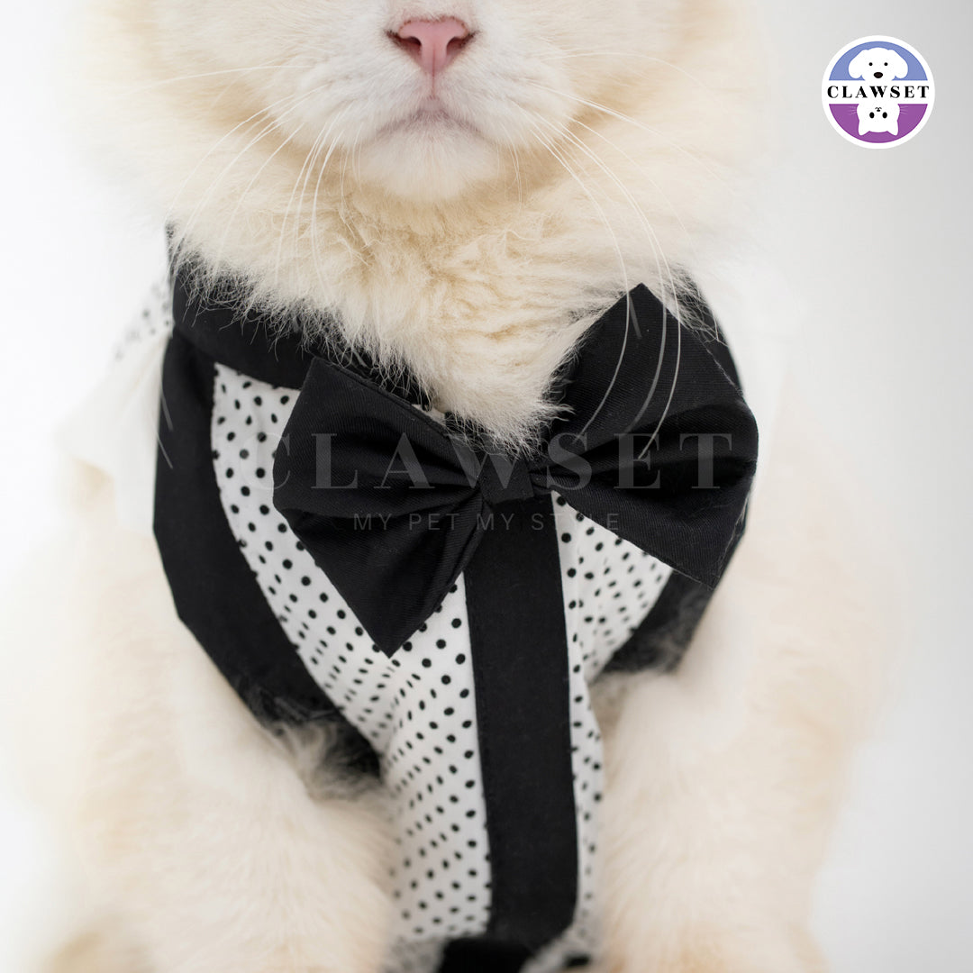 Clawset - Polkadot Pet Tuxedo - White