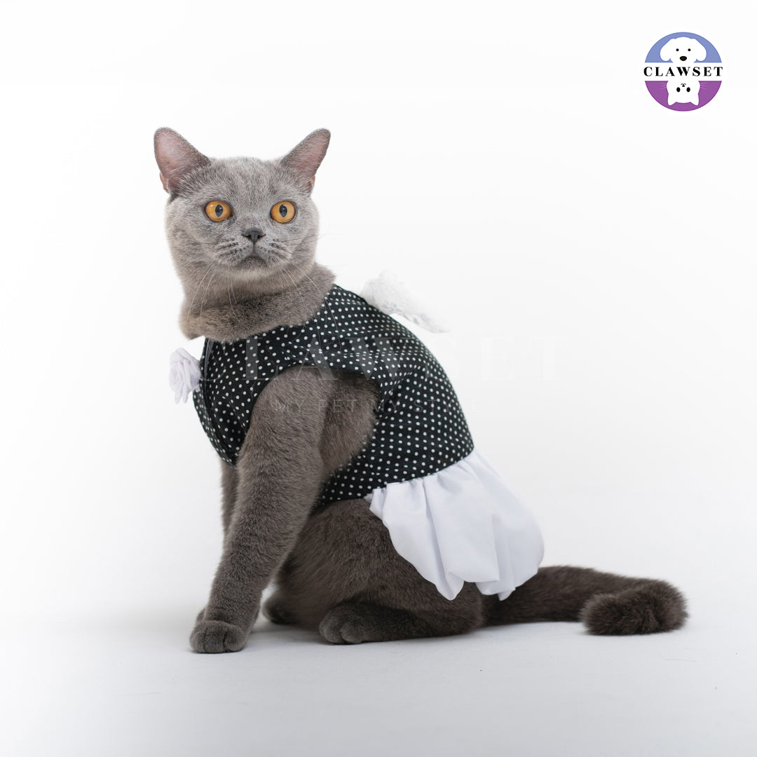 Clawset - Polkadot Pet Dress - Black