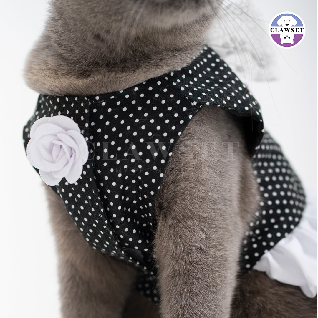 Clawset - Polkadot Pet Dress - Black