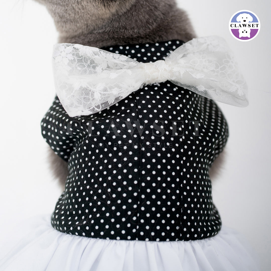 Clawset - Polkadot Pet Dress - Black