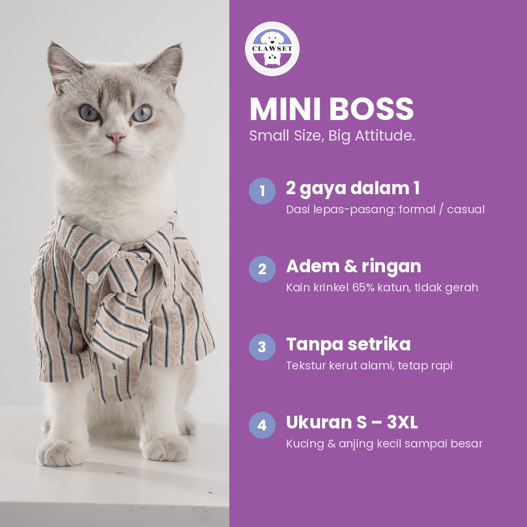 Kemeja Anjing & Kucing Mini Boss – Cream