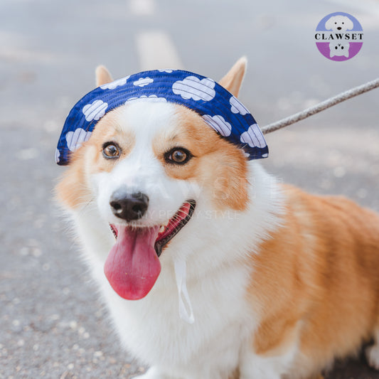 Clawset - Pet Accessories - Bucket Hat (Topi) Sky & Cloud - Navy Blue (Biru Navy)
