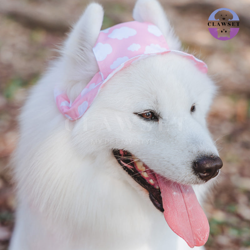 Clawset - Pet Accessories - Bucket Hat (Topi) Sky & Cloud - Soft Pink