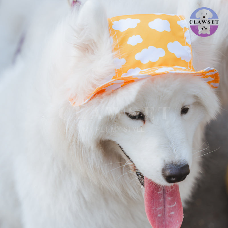 Clawset - Pet Accessories - Bucket Hat (Topi) Sky & Cloud - Yellow (Kuning)