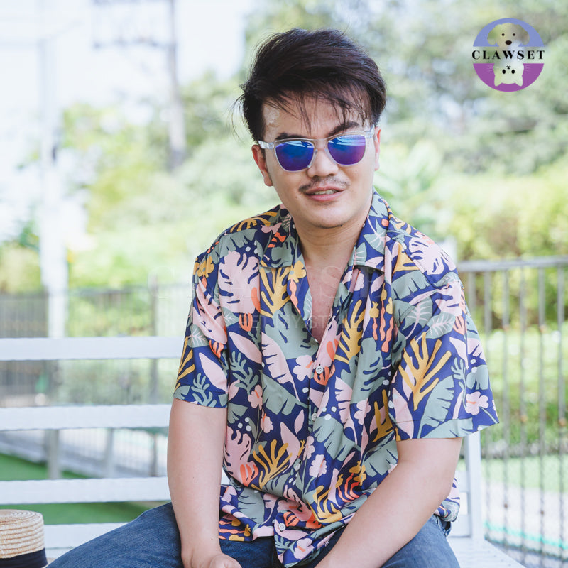 Clawset - Shirt Collection Unisex (Baju Unisex)  - Hawaii Happy Paradise - Navy Blue