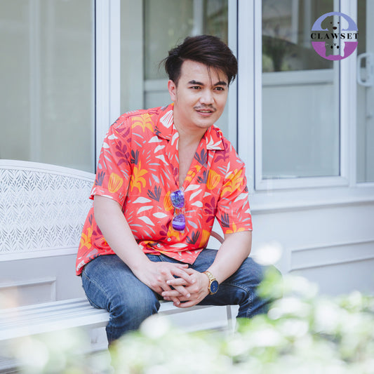 Clawset - Shirt Collection Unisex (Baju Unisex)  - Hawaii Happy Paradise - Orange